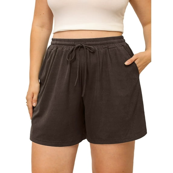 Gleelist Women's Plus Size Shorts Drawstring Comfy Elastic Waist Shorts Wide Leg Summer Short With Pockets XL-5XL