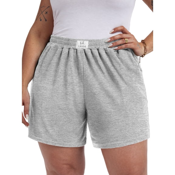 Gleelist Women's Plus Casual Shorts Comfy Elastic Waist Shorts Summer Short with Pockets XL-5XL