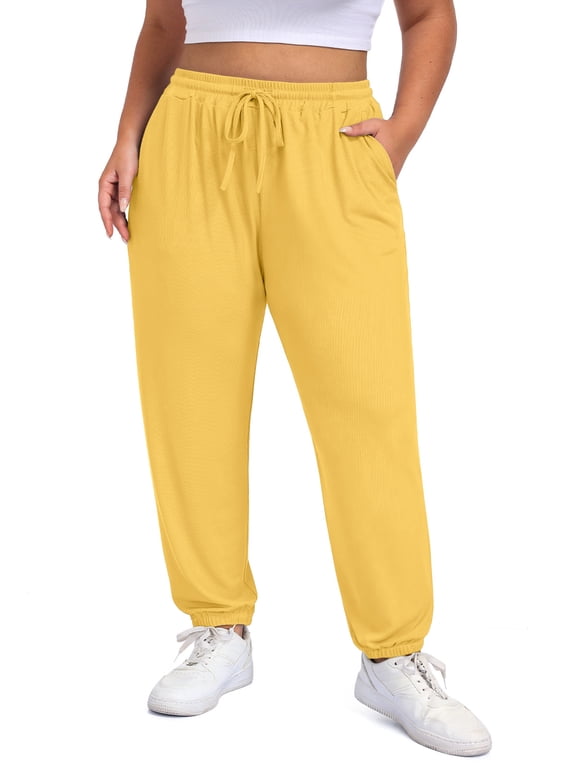 Women's Plus Size Tapered Lounge Pants Adjustable Drawstring Soft Casual Comfy Pants Elastic Cuff Ankle With Pockets (XL-5XL)