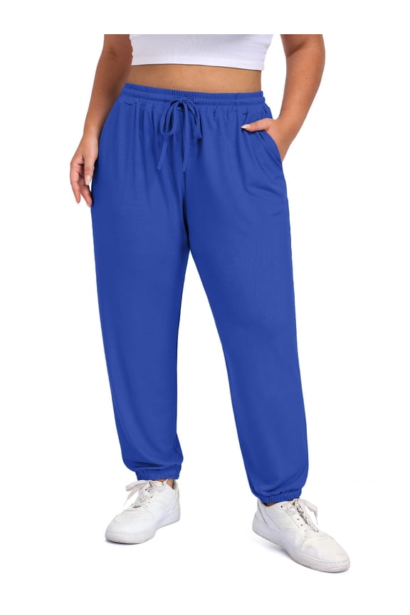 Women's Plus Size Tapered Pants High Waist Soft Lounge Pants with Elastic Cuff Ankle With Pockets (XL-5XL)