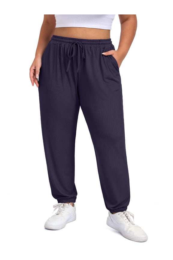 Women's Plus Size Tapered Pants High Waist Soft Lounge Pants with Elastic Cuff Ankle With Pockets (XL-5XL)