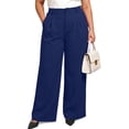 thumbnail image 1 of Gleelist Women's Plus Size Dress Pants High Waist Wide Leg Work Pants Flowy Business Casual Palazzo Slacks Trousers with Pockets(XL-5XL), 1 of 6