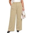 thumbnail image 1 of Gleelist Women's Plus Size Dress Pants High Waist Wide Leg Work Pants Flowy Business Casual Palazzo Slacks Trousers with Pockets(XL-5XL), 1 of 6