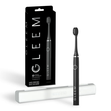 Gleem Battery Toothbrush, Full Head, Soft, Black, 1 Count, for Adults & Children 3+
