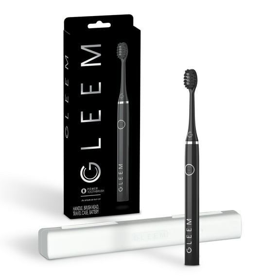 Gleem Battery Toothbrush, Full Head, Soft, Black, 1 Count, for Adults & Children 3+