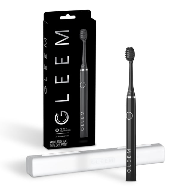Gleem Battery Toothbrush, Full Head, Soft, Black, 1 Count, for Adults & Children 3+