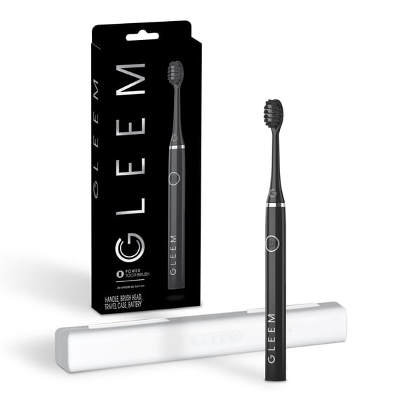 Gleem Battery Toothbrush, Full Head, Soft, Black, 1 Count, for Adults & Children 3+