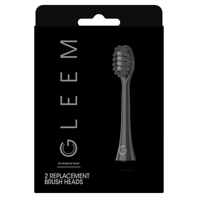 Gleem Electric Toothbrush Replacement Head, Soft, Black, 2 Count for Plaque Removal, Adults and Children 3+