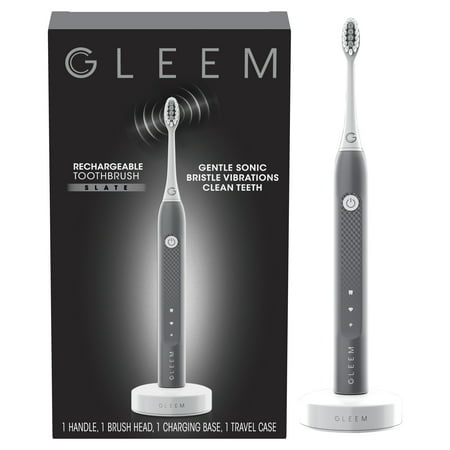 GLEEM Electric Rechargeable Toothbrush, Soft Bristles, Slate Grey