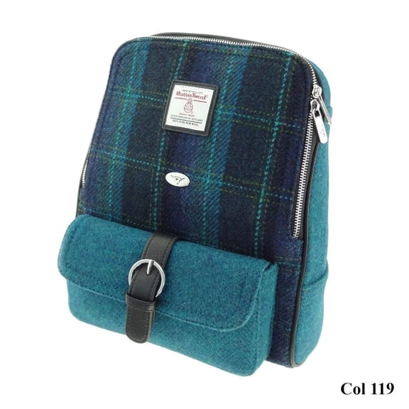 Glen Appin Blue with Turquoise Overcheck Harris Tweed Backpack