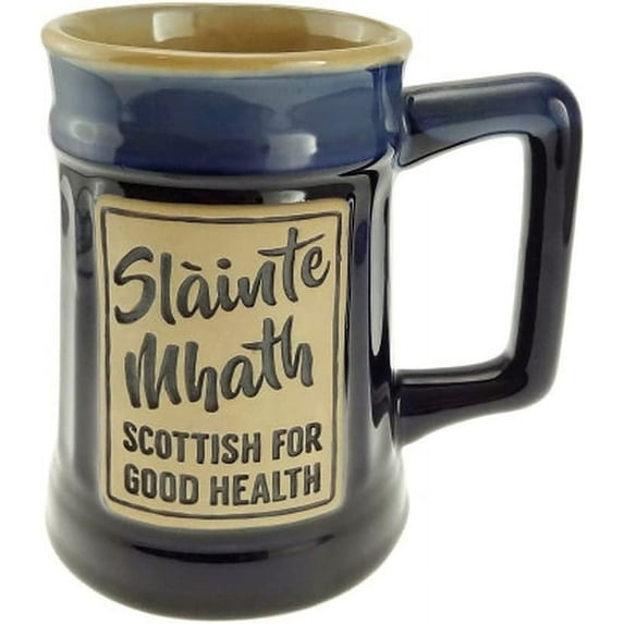 Glen Appin Stoneware Beer Mug Scotland Pottery Steins 20.3oz (600 ml) (Slainte Mhath - Blue)