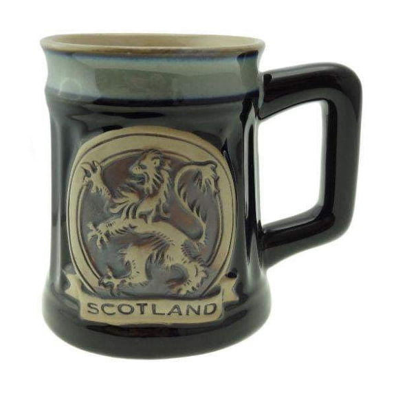Glen Appin Stoneware Mug Scotland Pottery Mug for Coffe or Beer 16.9 oz(500 ml) (Lion Rampant - Black)