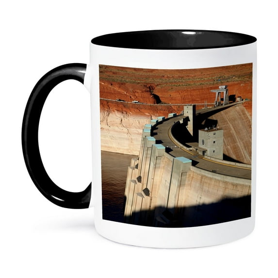 3drose, Glen Canyon Dam, Arizona., 15oz Two-tone Black Mug