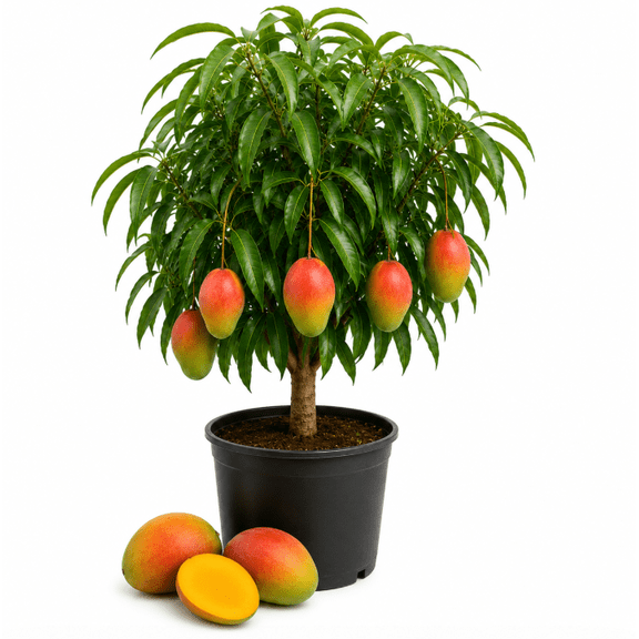 Glen Mango Tree Seedling 8-10 Inch Tall, Tropical Mango Fruit Plant for Outdoor Landscapes and Containers