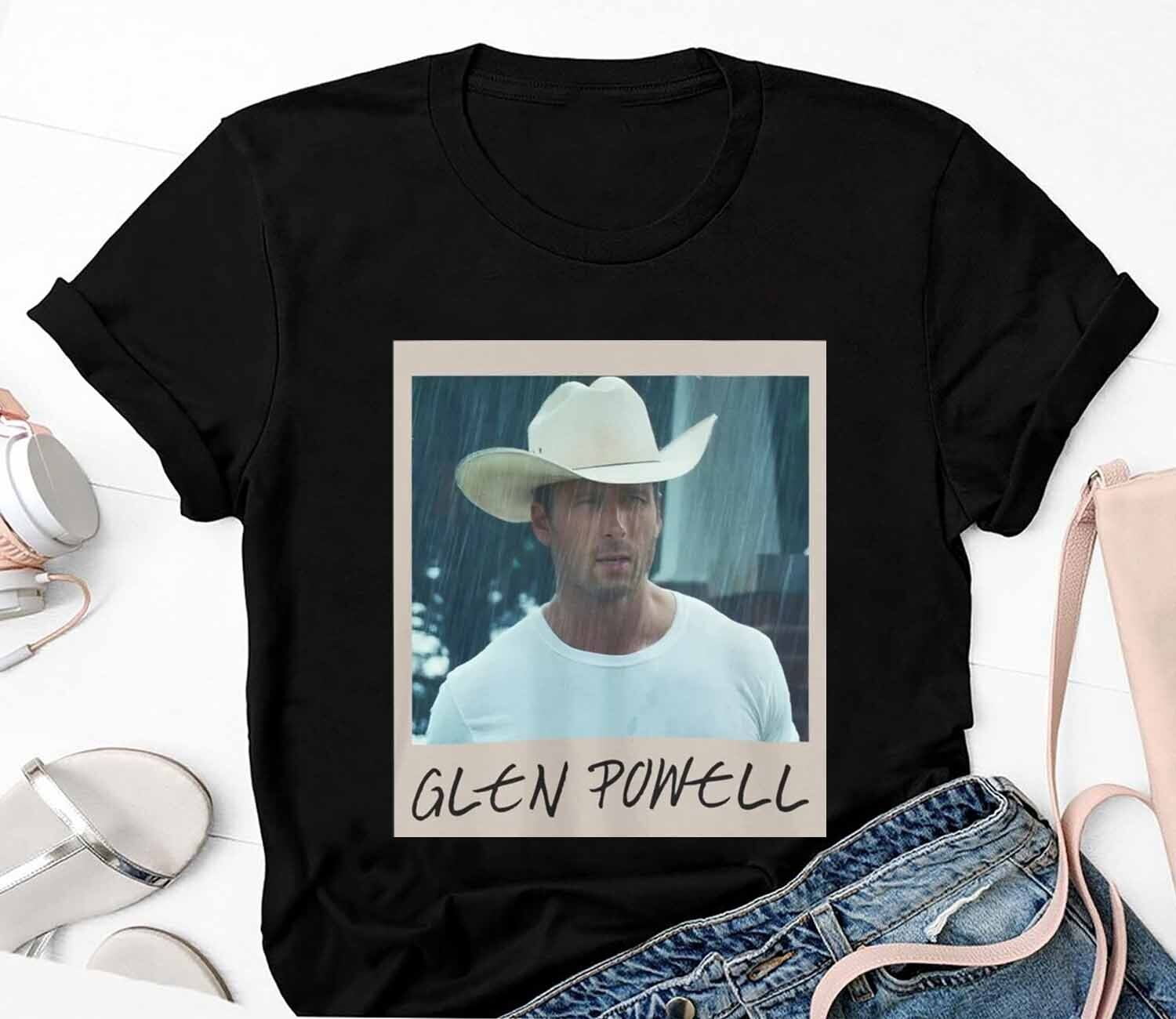 Glen Powell Cowboy Retro Photo Twisters 2024 Shirt