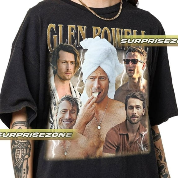 Glen Powell Unisex Vintage T-Shirt, Gift For Woman and Man Unisex T-Shirt