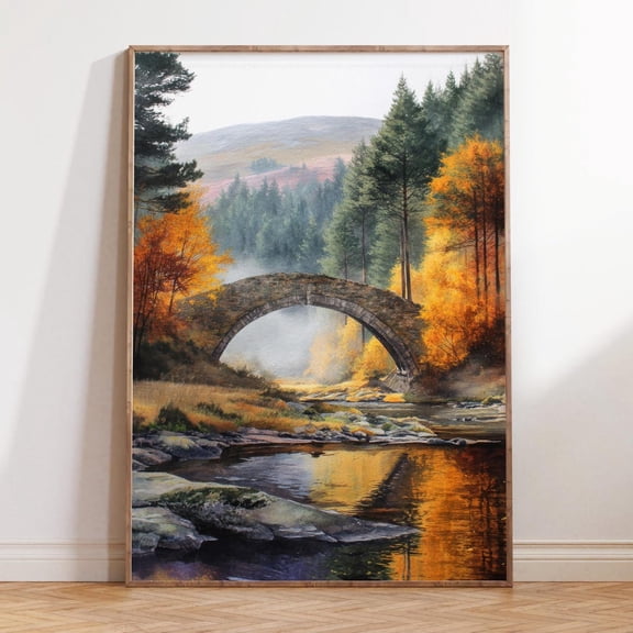 Glen Tanar Scotland Autumn Forest Bridge Print Unframed Paper Print