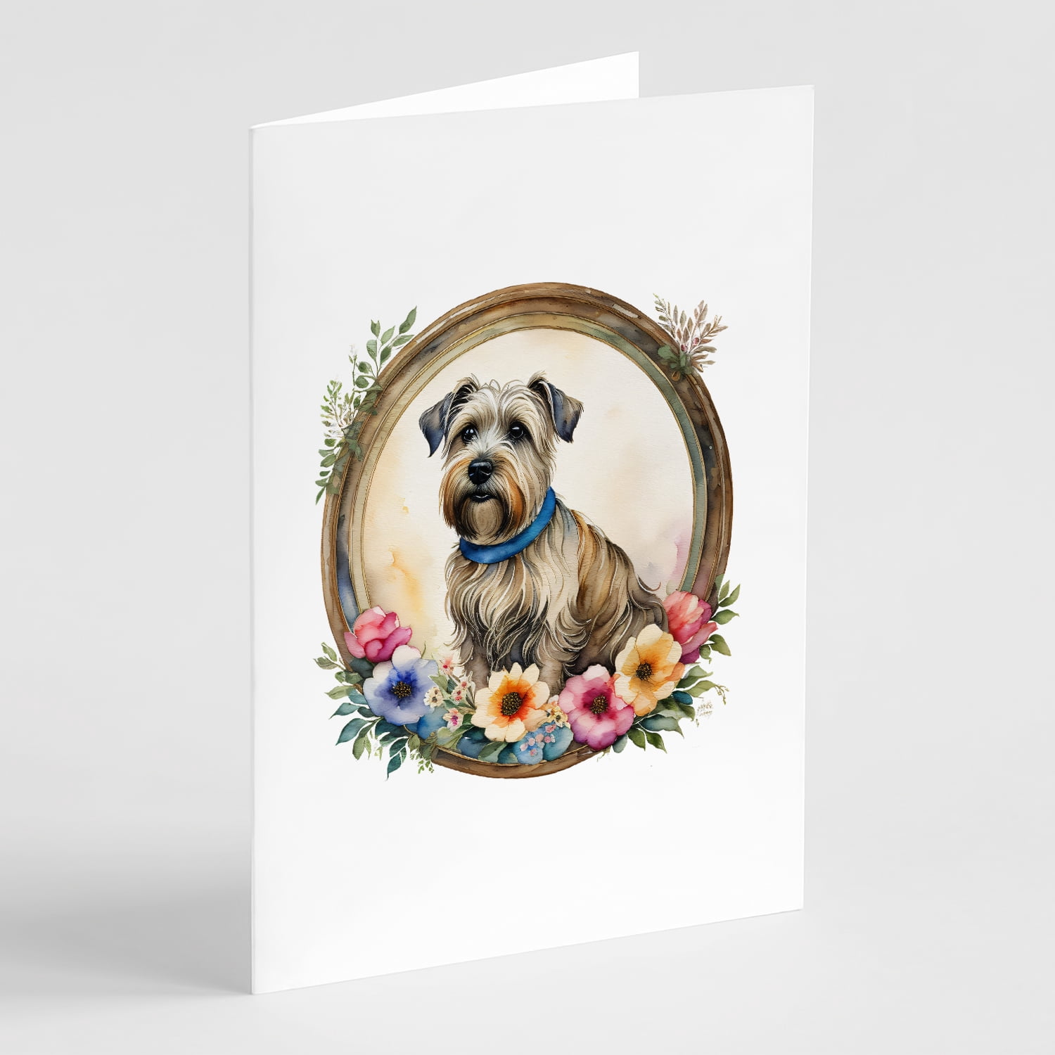 Glen of Imaal Terrier and Flowers Greeting Cards and Envelopes Pack of 8 7 in x 5 in