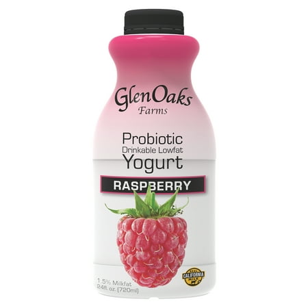 GlenOaks Farms Probiotic Drinkable Lowfat Raspberry Yogurt, 24 fl oz