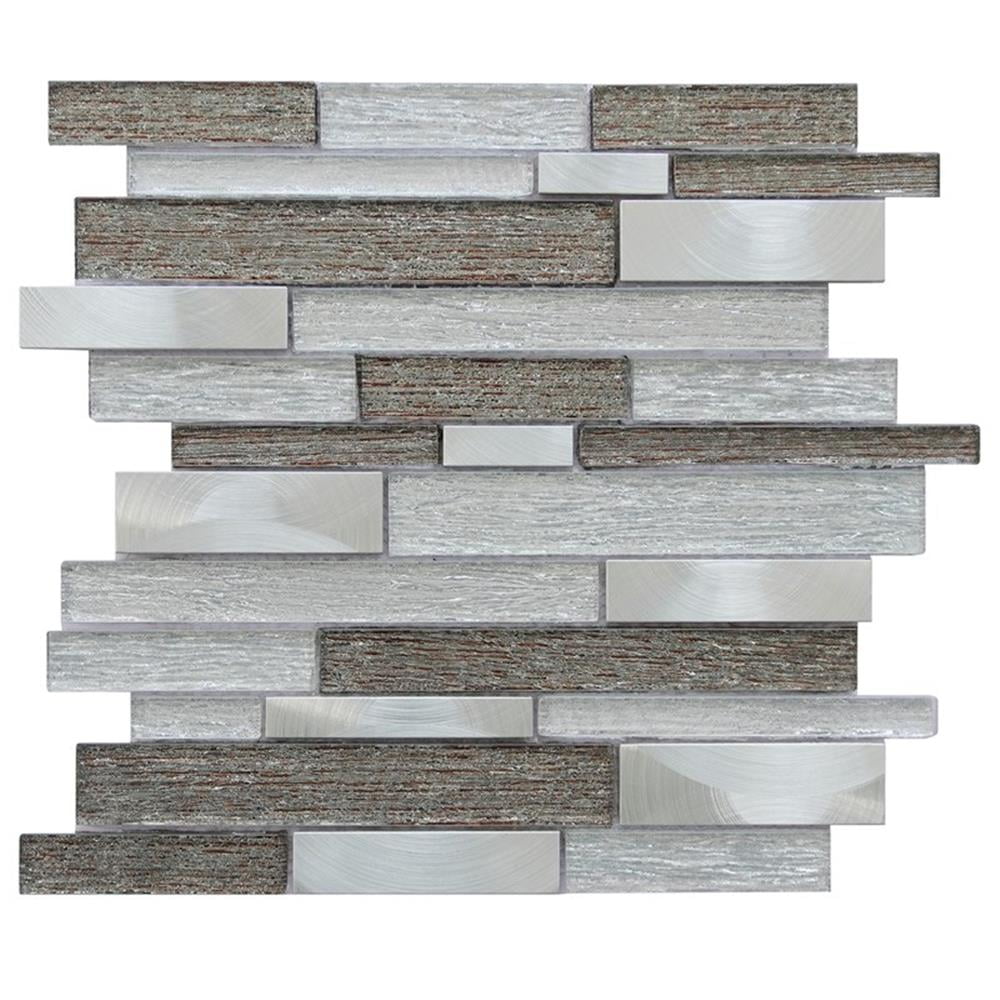 Glena Multicolor Glass and Metal Mosaic Wall Tile