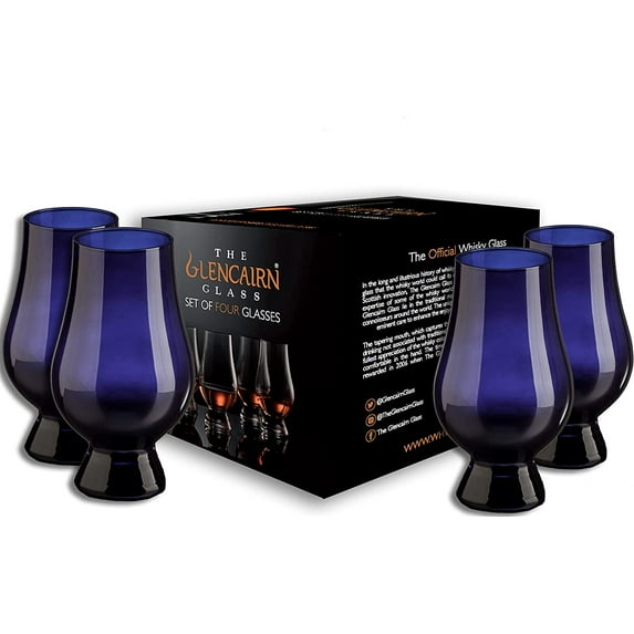 Glencairn Official Blind Tasting Crystal Whiskey Glass BLUE, (Set of 4) Gift Box