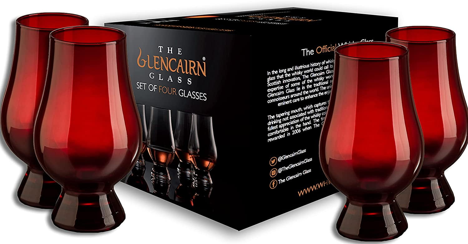 Glencairn Official Blind Tasting Crystal Whiskey Glass RED, (Set of 4) Gift Box