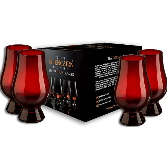 Glencairn Official Blind Tasting Crystal Whiskey Glass RED, (Set of 4) Gift Box