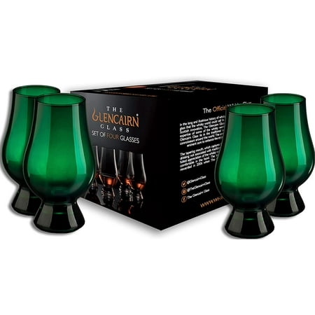 Glencairn Official Tasting Crystal Whiskey Glass GREEN, (Set of 4) Gift Box