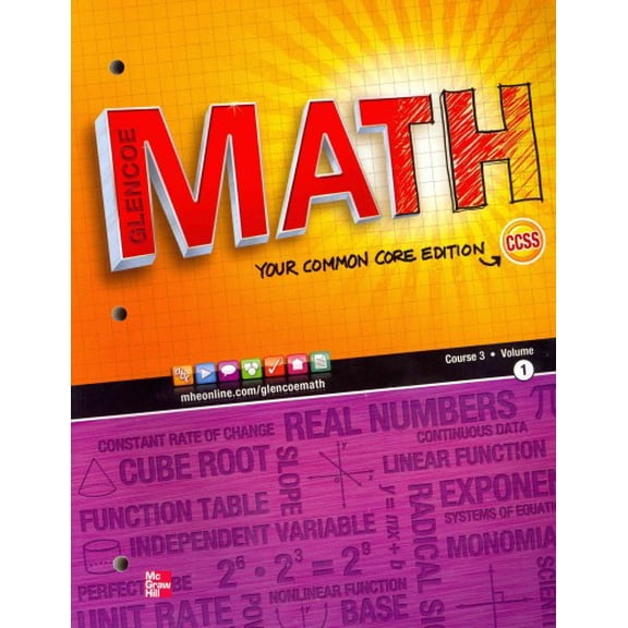 Pre-Owned Glencoe Math, Course 3, Student Edition, Volume 1 (Math Applic & Conn Crse) Paperback