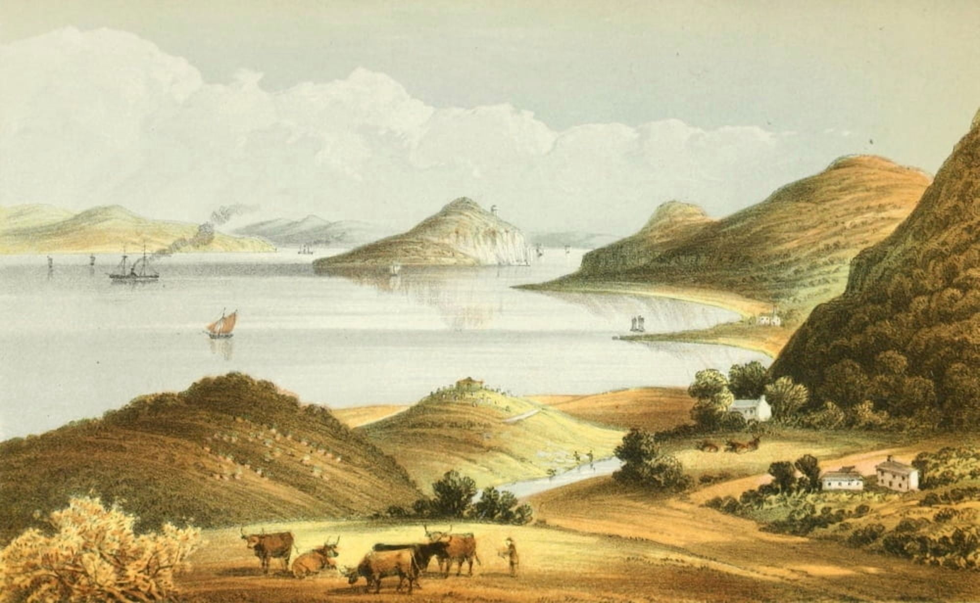 Glencreggan 1861 Kilkerran Cambelton Hrbr & Davar Isl Canvas Art - Edward Bradley (24 x 36)