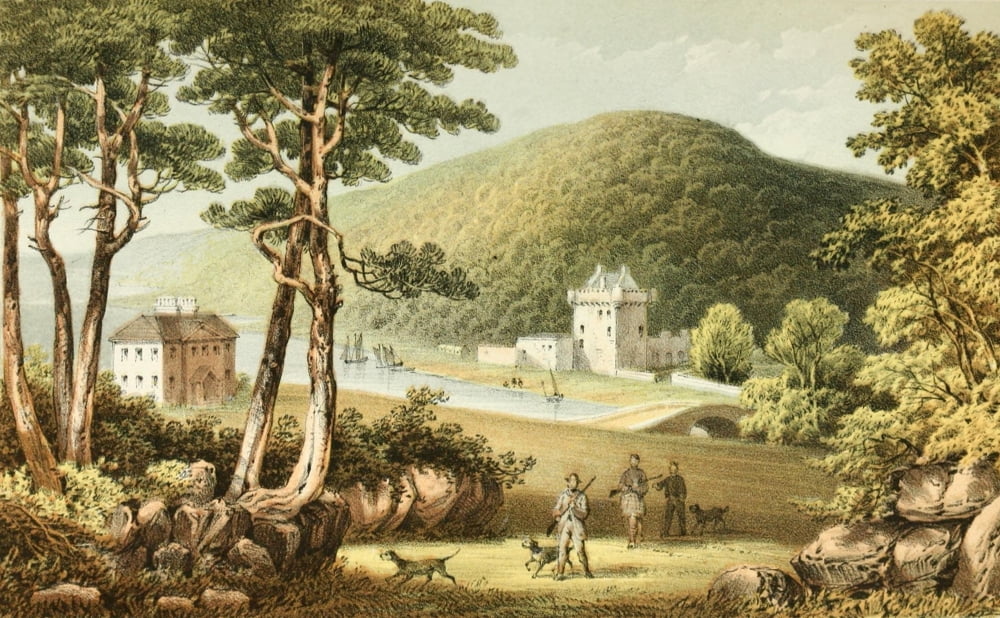 Glencreggan 1861 Saddell House & Castle Cantire Canvas Art - Edward Bradley (24 x 36)