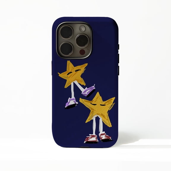 Glend Case Tough Case for Apple iPhone, Navy Yellow Star Character Design, Dual-Layer Polycarbonate TPU Protective Phone Case