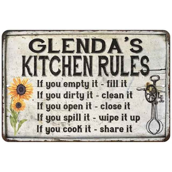 Glenda's Kitchen Rules Chic Sign Vintage Decor 8x12 Metal Sign 208120032245
