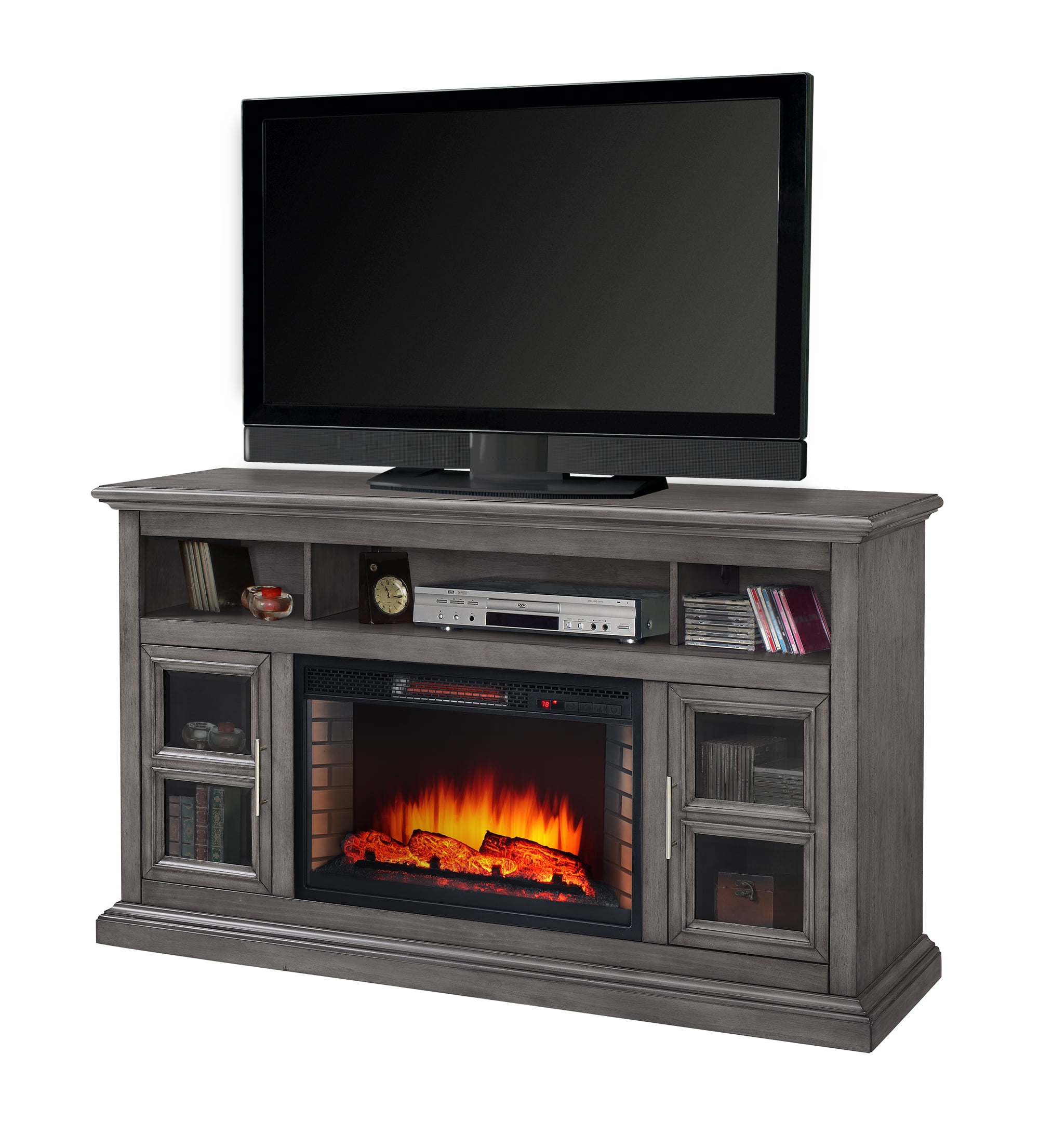 Weathered gray sale fireplace tv stand