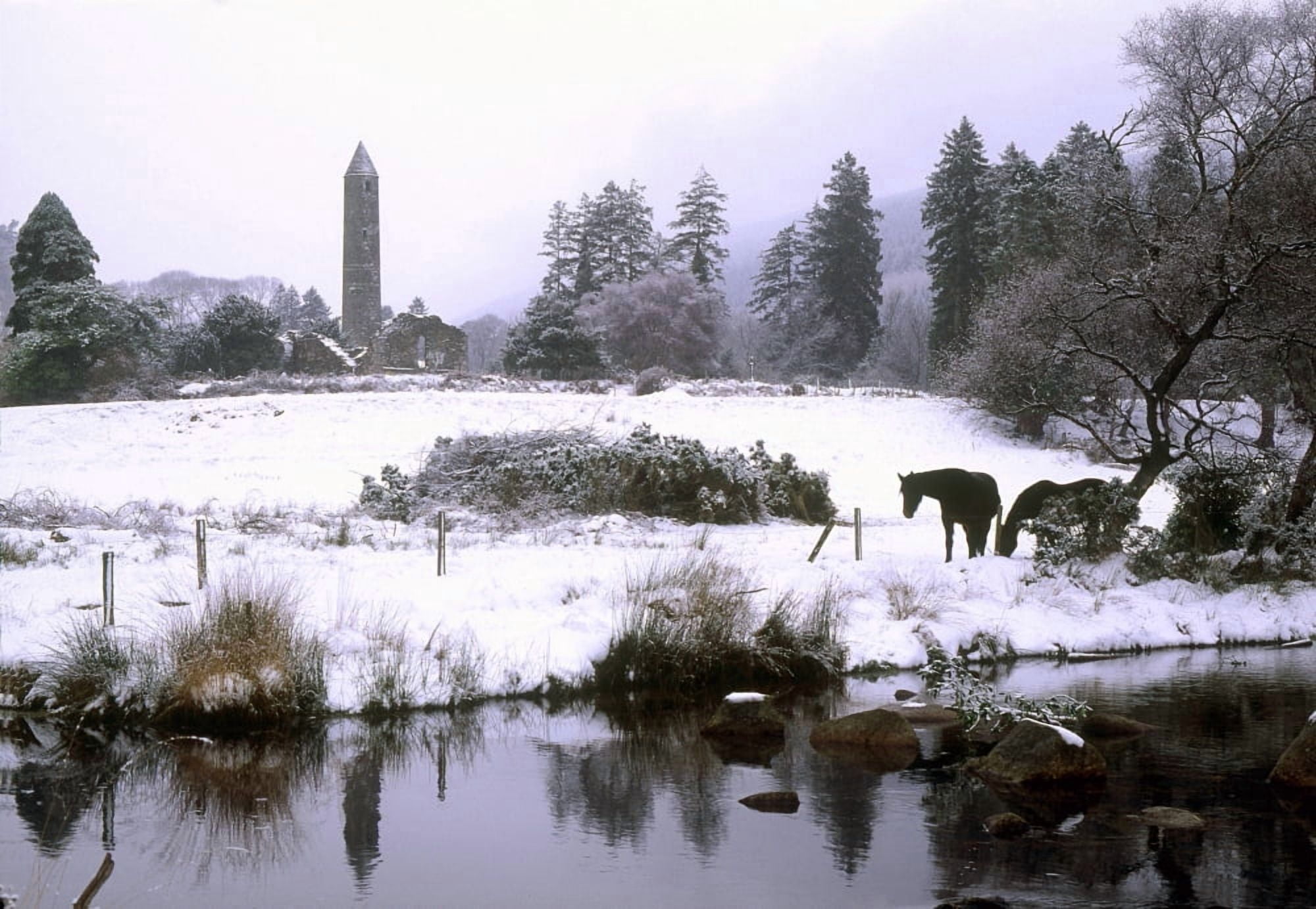 Glendalough Co Wicklow Ireland Canvas Art - The Irish Image Collection Design Pics (34 x 22)