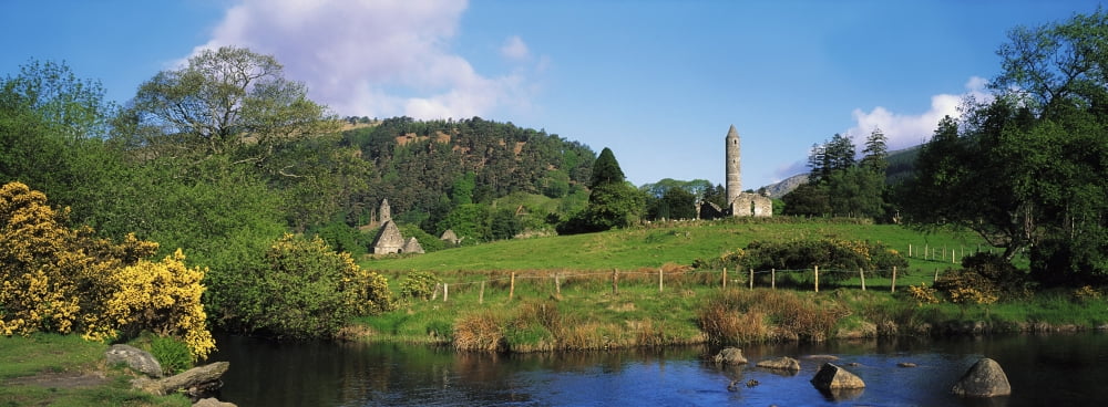 Glendalough Co Wicklow Ireland Saint Kevins Monastic Site Canvas Art - The Irish Image Collection Design Pics (44 x 16)