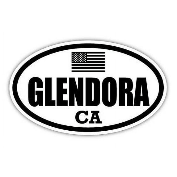 Glendora CA California Los Angeles County Stealthy Subdued Old Glory US Flag Oval Euro Decal Bumper Sticker 3M Vinyl 3" x 5"