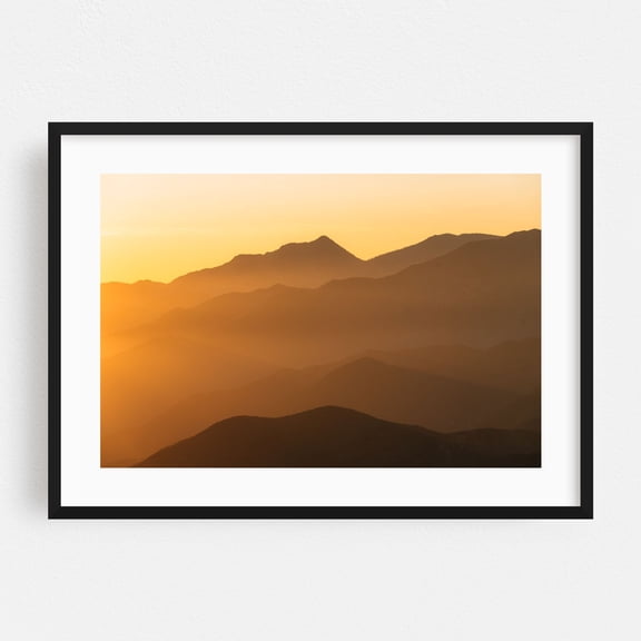 Glendora Sunset Layers 02 - Glendora California Photography Sunset Mountain Landscape Nature Scenic Minimalist Desert Black Framed Wall Art Print 5 x 7 inches