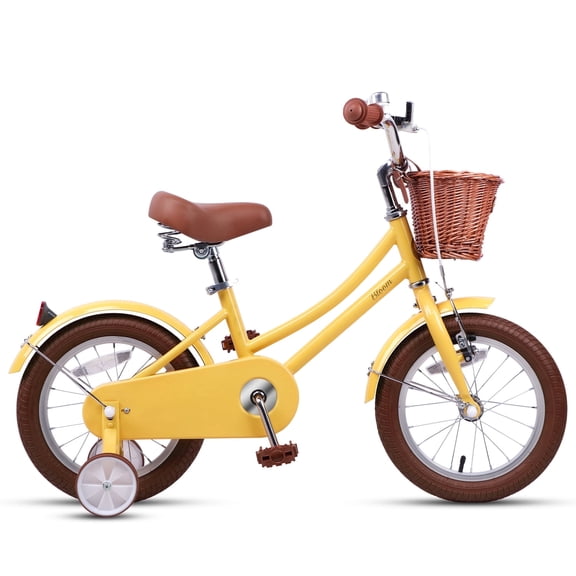 Glengo 14 inch Kids Girls Bike for 3-5 Years Old Little Child,gifts,Yellow