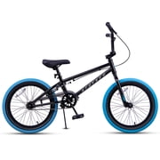 Glengo 18 Inch Freestyle BMX Bike for Beginner Level Rider, Black with Blue Tires