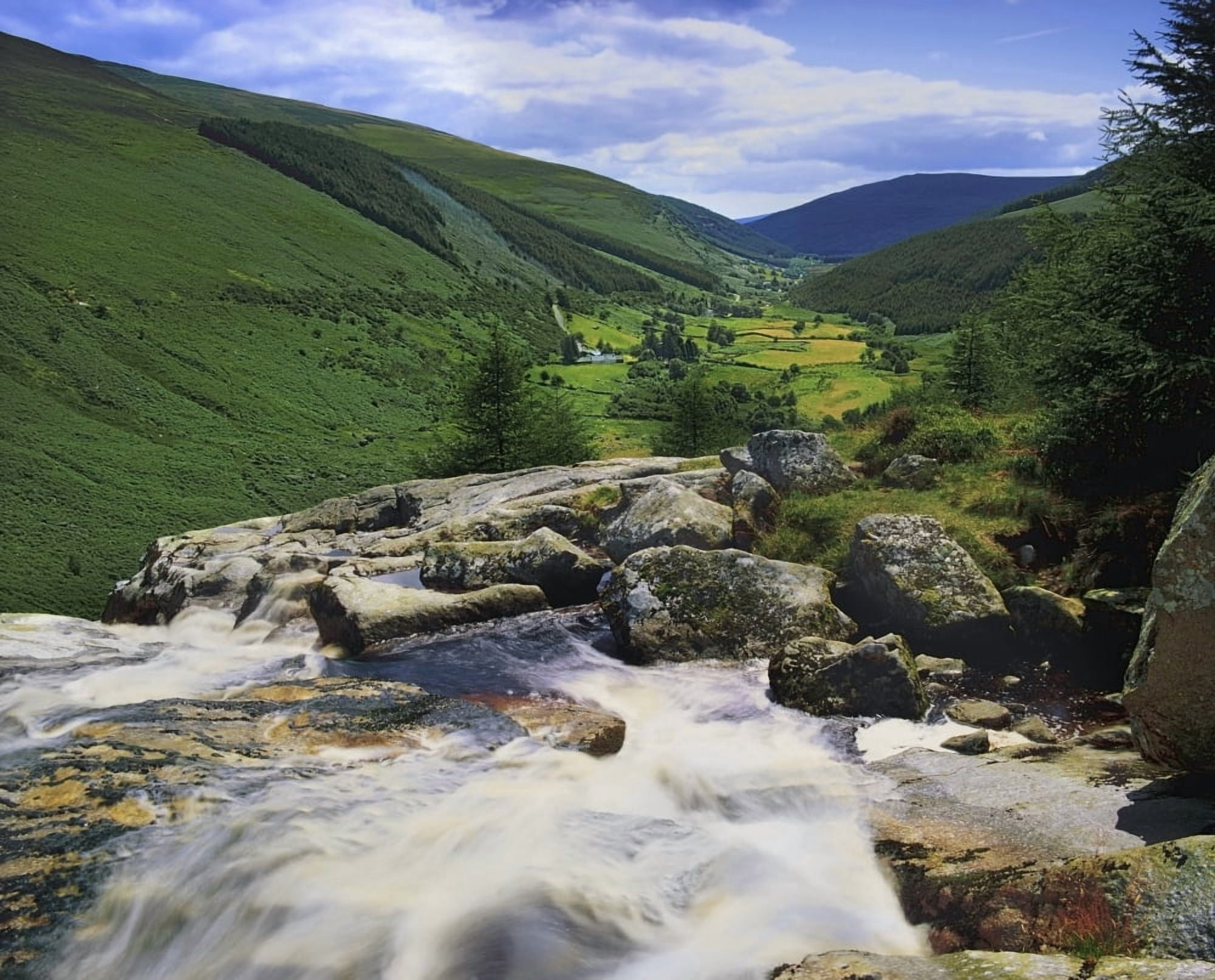 Glenmacnass County Wicklow Ireland River Flowing Through Valley Canvas Art - The Irish Image Collection Design Pics (17 x 13)
