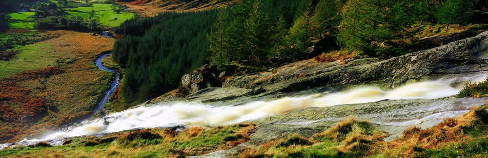 Glenmacnass Waterfall Co Wicklow Ireland Canvas Art - The Irish Image Collection Design Pics (34 x 11)