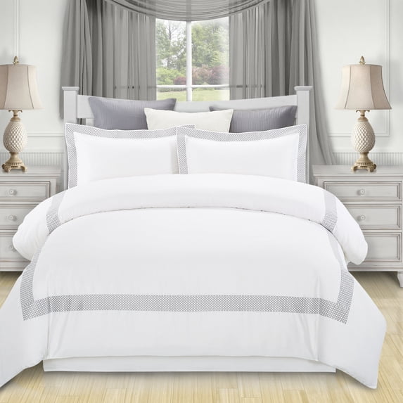 Glenmont Embroidered Duvet Cover Set, Long-Staple Cotton, 3 Sizes Full/Queen