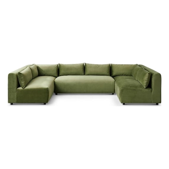 Glenmont Mid Century Modern Modular Olive Green Velvet Comfy Sectional Couch