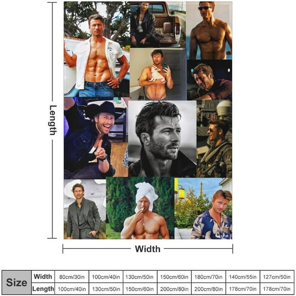 Glenn Actor Powell Blanket Super Soft Warm Flannel Blanket for Bedroom Living Room Sofa Four Seasons Perfect for Napping Home Decor Bedding Artwork 30"x40"