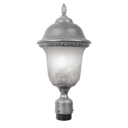 Glenn Aire Medium Post Mount with Alabaster Glass-Swedish Silver