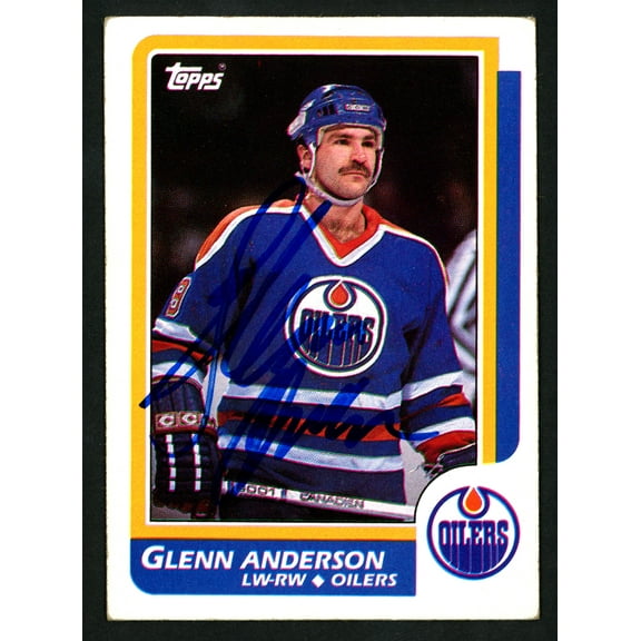 Glenn Anderson Autographed 1986-87 Topps Card #80 Edmonton Oilers SKU #151946