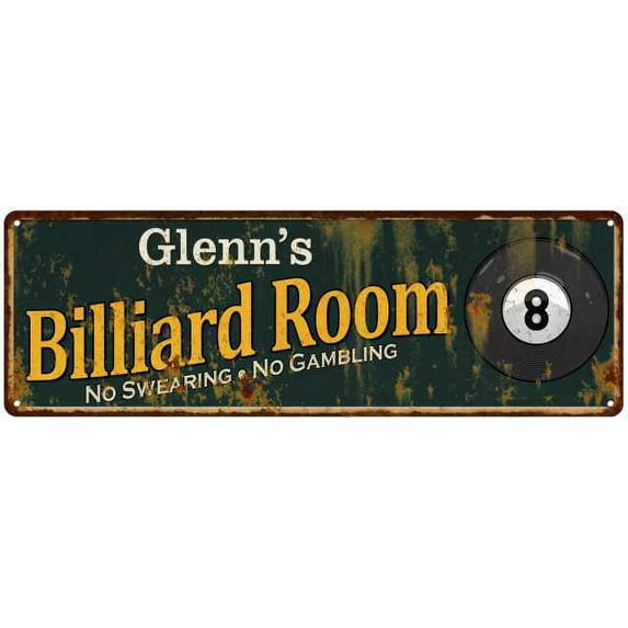 Glenn's Billiard Room Green Sign Man Cave 6x18 206180009169