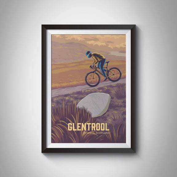 Glentrool Mountain Biking Poster, 7Stanes Scotland Mtb, Giant Axe Head, Loch Trool, Galloway Forest Park, Vintage Cycling Print, Bike Art Wall Art, Modern Wall Decor, 8x12 UNFRAMED
