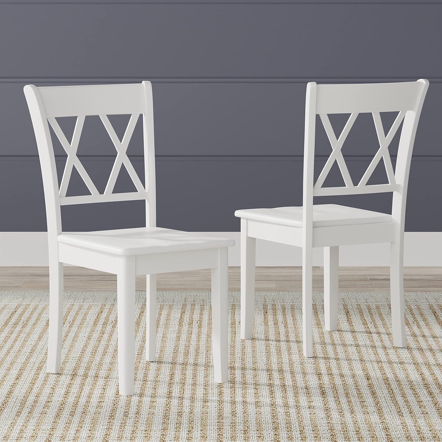 Glenwillow Double XBack Solid Wood Dining Chairs in White ()